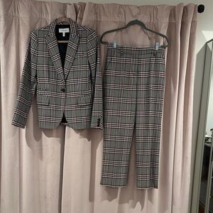 Derek Lam 10 Crosby Black and Gray Plaid Suit Set